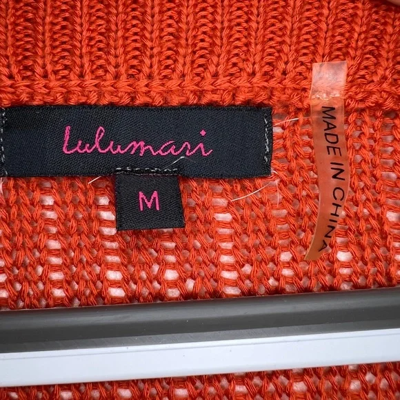 Lulumari Womens Long Sleeve Orange Cardigan Sweater Boho loose knit Disc Sz M - Picture 6 of 11